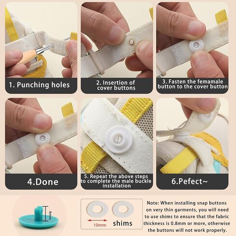 GTAAOY 140Set Plastic Snaps,T5 Snaps No Need Tools, No-Sew Buttons for Crafts Cloth Diaper Bibs（14 Colors in Saudi Arabia