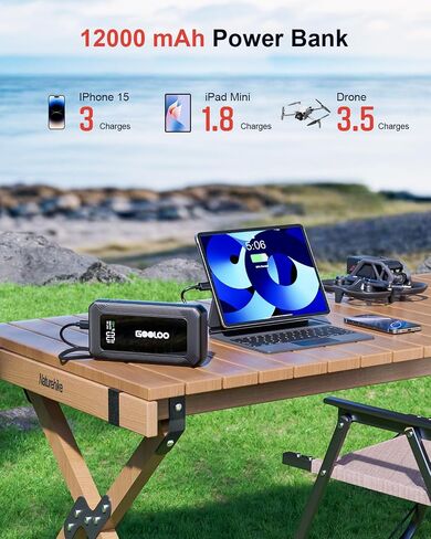 GOOLOO G7 3000A Jump Starter مع كابل مدمج، بنك طاقة محمول للشحن السريع 45 وات، صندوق قفز ليثيوم فائق الأمان 12 فولت، حزمة معززة للبطارية تصل إلى 8.5 لتر غاز أو محرك ديزل 6.0 لتر in Kuwait