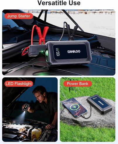 GOOLOO G7 3000A Jump Starter مع كابل مدمج، بنك طاقة محمول للشحن السريع 45 وات، صندوق قفز ليثيوم فائق الأمان 12 فولت، حزمة معززة للبطارية تصل إلى 8.5 لتر غاز أو محرك ديزل 6.0 لتر in Kuwait
