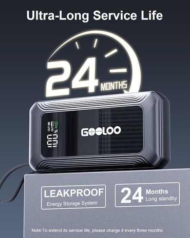 GOOLOO G7 3000A Jump Starter مع كابل مدمج، بنك طاقة محمول للشحن السريع 45 وات، صندوق قفز ليثيوم فائق الأمان 12 فولت، حزمة معززة للبطارية تصل إلى 8.5 لتر غاز أو محرك ديزل 6.0 لتر in Kuwait