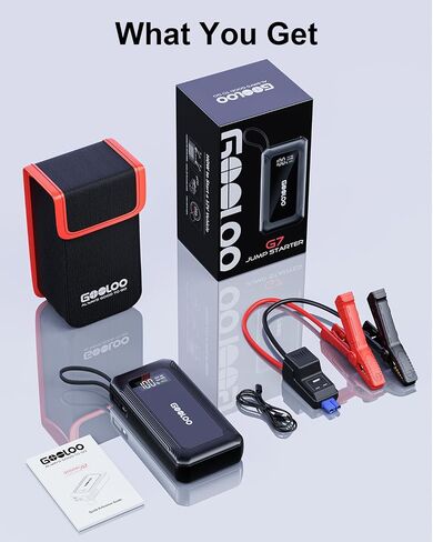 GOOLOO G7 3000A Jump Starter مع كابل مدمج، بنك طاقة محمول للشحن السريع 45 وات، صندوق قفز ليثيوم فائق الأمان 12 فولت، حزمة معززة للبطارية تصل إلى 8.5 لتر غاز أو محرك ديزل 6.0 لتر in Kuwait