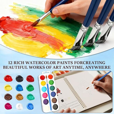 Watercolor Workbooks, Beginner Watercolor Painting Kit –Water Coloring Book Paint Set Workbook with 12 Watercolor Paints & Brush (Christmas) in Kuwait