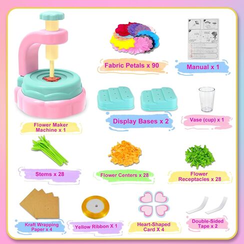 weirtoya Flower Bouquet Craft Kit, DIY Arts and Crafts for Kids 4-6-8, Girls Toys 4-6-8 Flower Making Activity Toy Set for Toddler and Kids, Birthday Gifts for 4 5 6 7 8 Year Old Girls (Pink & Blue) in Saudi Arabia