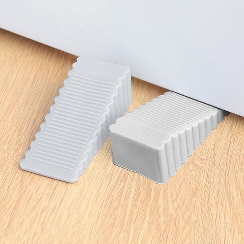 2PCS Door Stopper Wedge, Silicone Door Stoppers for Bottom of Door, Heavy Duty Doorstop for Home Office Dorm Classroom(Grey) in Saudi Arabia