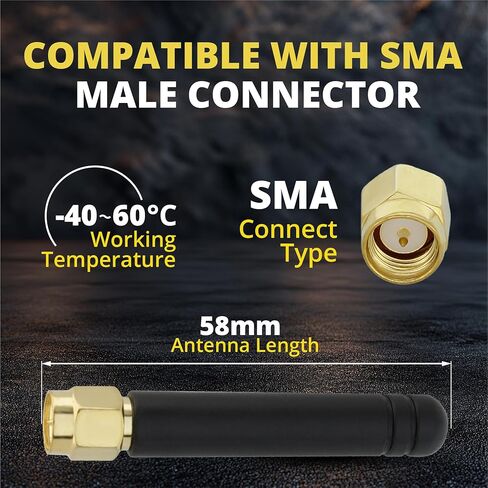 GSM Omni Directional Thumb Antenna with SMA Male L-Type Connector – CDMA and WCDMA, 2.5 dBi Gain and 900-1800 MHz (2 Pack) in Kuwait