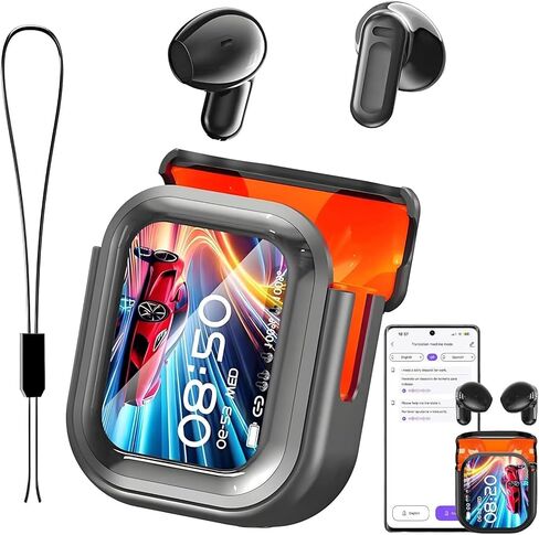 NE20 Translation Earbuds Real Time, AI 135 Language Translator Earbuds, LCD Touch Screen, HiFi Sound, Translate Ear Buds Wireless Bluetooth 6.0 Headphones Support Playing Music Phone Calls in Saudi Arabia