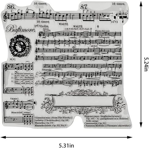 Music Notes Background Clear Stamps for Card Making, Melody Stamps for Crafts and Photo Album Decorations, Music Song Transparent Silicone Clear Rubber Stamps for Crafting and DIY Scrapbooking in Saudi Arabia