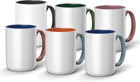 Cricut® Beveled Ceramic Mug Blank - 15 oz/425 ml (6 ct) - DIY Custom Mug - Works with Infusible Ink® Transfer Sheets, Pens, Markers & Sublimation in Saudi Arabia