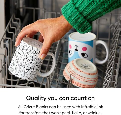 Cricut® Beveled Ceramic Mug Blank - 15 oz/425 ml (6 ct) - DIY Custom Mug - Works with Infusible Ink® Transfer Sheets, Pens, Markers & Sublimation in Saudi Arabia