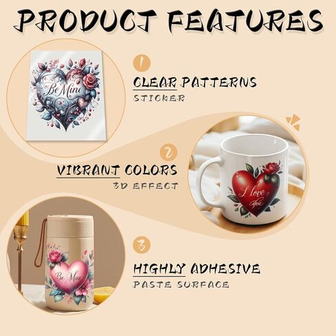 UV DTF Cup Wrap, 24 Sheets Valentine's Day Love Quote UV DTF Stickers for Mugs Glass Coffee, Waterproof Rub On Transfers for Wood DIY Crafts in Kuwait