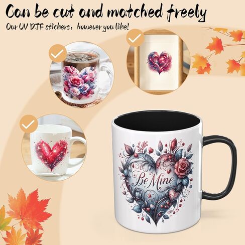 UV DTF Cup Wrap, 24 Sheets Valentine's Day Love Quote UV DTF Stickers for Mugs Glass Coffee, Waterproof Rub On Transfers for Wood DIY Crafts in Kuwait