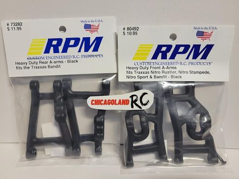 RPM 80492 73282 A ARMS يتضمن ملصق CHICAGOLAND RC 2WD Bandit أسود أمامي + خلفي تعليق أذرع 2 زوج vxl XL-5 in Saudi Arabia