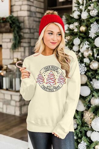 MOUSYA Merry Christmas Oversized Sweashirt Women Christmas Reindeer Sweaters Snowflake Graphic long Sleeve Pullover Tops in Kuwait