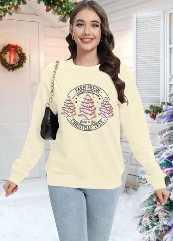 MOUSYA Merry Christmas Oversized Sweashirt Women Christmas Reindeer Sweaters Snowflake Graphic long Sleeve Pullover Tops in Kuwait