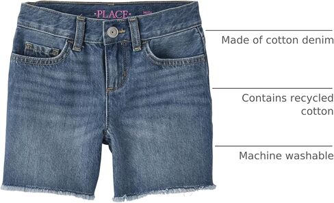 The Children's Place Baby Girls' Denim Midi Shorts, Fray Peyton Wash, 10 in Saudi Arabia