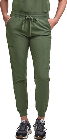 Green Town Scrubs for Women Scrub Set - Jogger Pant and Tuck-in V-Neck Top, 5 Pockets, Yoga Waistband, Nursing Uniform-Caribbean-X-Large Petite in Saudi Arabia