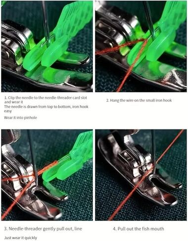5pcs Needle Threader for Sewing Machine – Fish-Type Automatic Threading Tool for Hand & Machine Sewing, Embroidery, and DIY Crafts - Green in Saudi Arabia