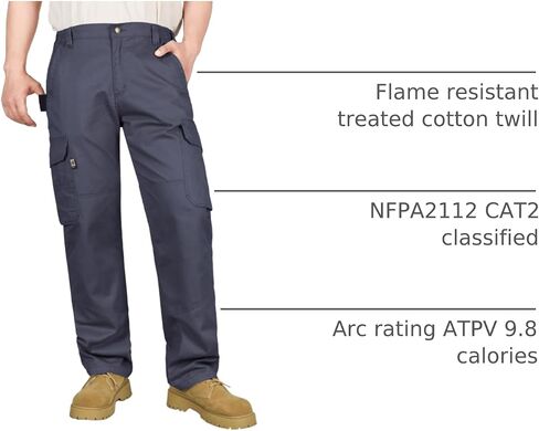 Men's FR Cargo Pants Flame Resistant Pants Lightweight 7.5oz 100% Cotton Fire Retardant Elastic Waist Pants in Kuwait