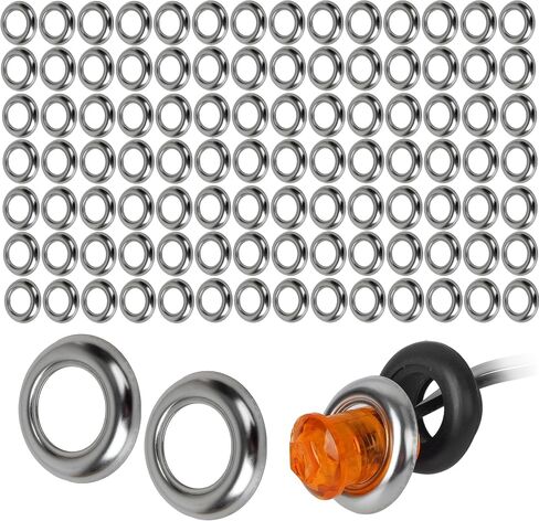 3/4" Round Stainless Steel Trim Ring Bezel For 0.75" Diameter Accent Marker Lights Front Rear Clearance LED Lights, Fits over Rubber Grommet Chrome Style (Pack of 100) in Saudi Arabia