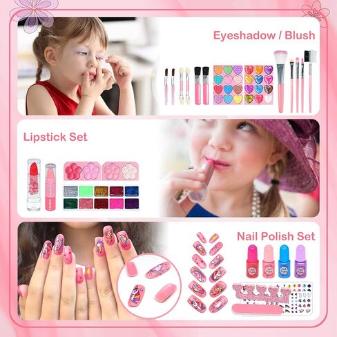Aimidola Kids Makeup Kit for Girl - Washable Non Toxic Kid Make Up Toys, Little Girls Play Makeup Set, Kids Toy for Toddlers Children Princess, Christmas Birthday Gift for 4 5 6 7 8 9 10 Year Old Girl in Kuwait