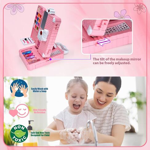 Aimidola Kids Makeup Kit for Girl - Washable Non Toxic Kid Make Up Toys, Little Girls Play Makeup Set, Kids Toy for Toddlers Children Princess, Christmas Birthday Gift for 4 5 6 7 8 9 10 Year Old Girl in Kuwait