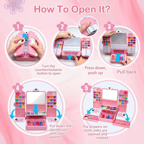 Aimidola Kids Makeup Kit for Girl - Washable Non Toxic Kid Make Up Toys, Little Girls Play Makeup Set, Kids Toy for Toddlers Children Princess, Christmas Birthday Gift for 4 5 6 7 8 9 10 Year Old Girl in Kuwait