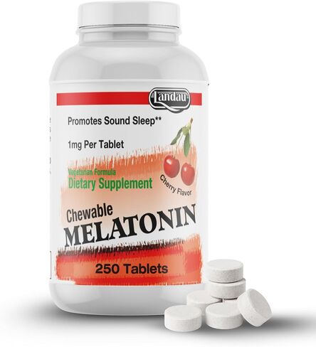 Landau 1mg ميلاتونين قابل للمضغ - مساعد نوم طبيعي سهل الاستخدام للرجال والنساء - الميلاتونين الخاص بنا موافق للشريعة اليهودية ومصنوع في الولايات المتحدة الأمريكية - 100 قرص، نكهة الكرز الطبيعية in Saudi Arabia