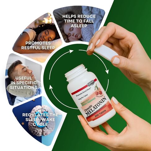 Landau 1mg ميلاتونين قابل للمضغ - مساعد نوم طبيعي سهل الاستخدام للرجال والنساء - الميلاتونين الخاص بنا موافق للشريعة اليهودية ومصنوع في الولايات المتحدة الأمريكية - 100 قرص، نكهة الكرز الطبيعية in Saudi Arabia