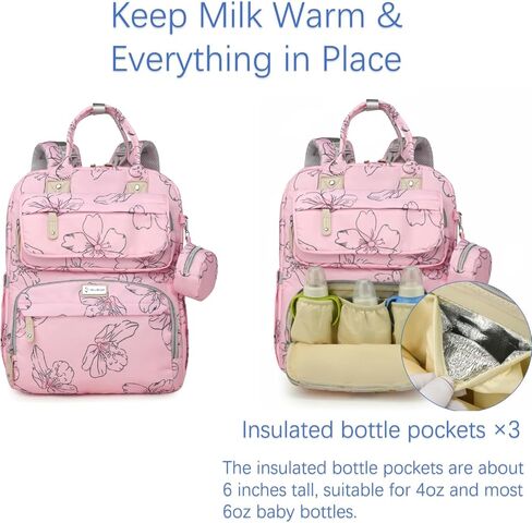 حقيبة ظهر للحفاضات للأطفال - حقيبة سفر ذات سعة كبيرة مقاومة للماء، حقيبة أطفال متعددة الوظائف مع وسادة تغيير الحفاضات، حامل اللهاية وأشرطة عربة الأطفال (وردي أحمر الخدود) in Kuwait