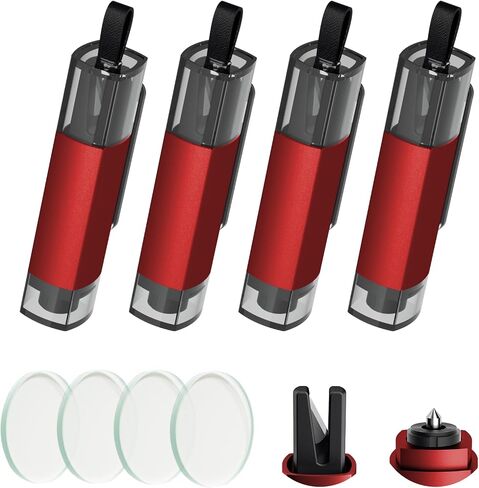 2-in-1 Window Breaker Seatbelt Cutter, Car Safety Hammer Emergency Escape Keychain Tool for Underwater Vehicle Travel, with Test Glass 4PCS Red in Saudi Arabia