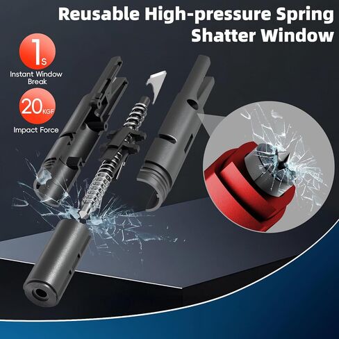 2-in-1 Window Breaker Seatbelt Cutter, Car Safety Hammer Emergency Escape Keychain Tool for Underwater Vehicle Travel, with Test Glass 4PCS Red in Saudi Arabia