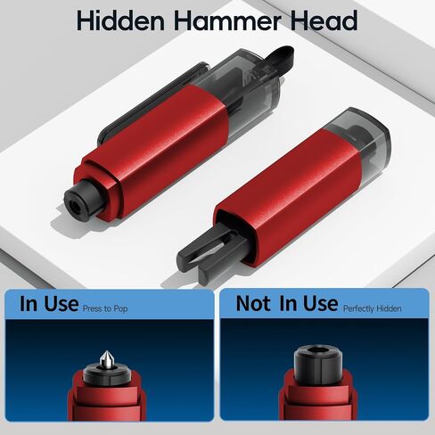 2-in-1 Window Breaker Seatbelt Cutter, Car Safety Hammer Emergency Escape Keychain Tool for Underwater Vehicle Travel, with Test Glass 4PCS Red in Saudi Arabia