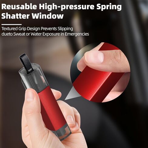 2-in-1 Window Breaker Seatbelt Cutter, Car Safety Hammer Emergency Escape Keychain Tool for Underwater Vehicle Travel, with Test Glass 4PCS Red in Saudi Arabia