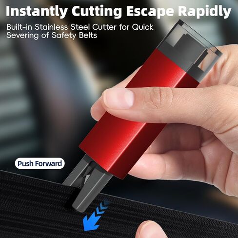 2-in-1 Window Breaker Seatbelt Cutter, Car Safety Hammer Emergency Escape Keychain Tool for Underwater Vehicle Travel, with Test Glass 4PCS Red in Saudi Arabia