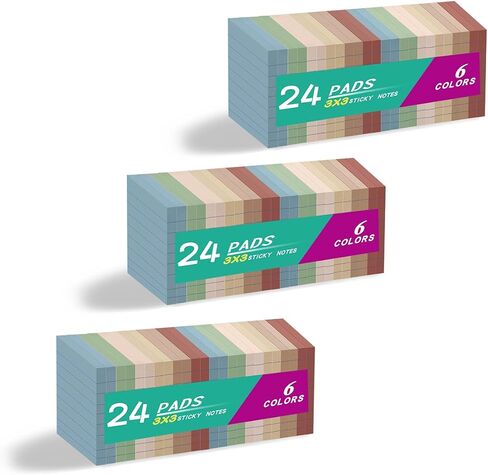 (24 Pads) Lined Sticky Notes 3x3 in Ruled Stickies Super Sticking Power Memo Pads Vintage Colors in Saudi Arabia