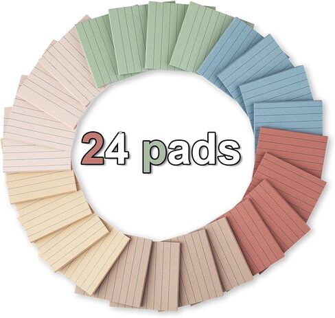 (24 Pads) Lined Sticky Notes 3x3 in Ruled Stickies Super Sticking Power Memo Pads Vintage Colors in Saudi Arabia