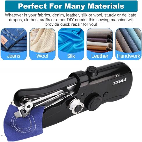 ماكينة خياطة محمولة للمبتدئين، ماكينة خياطة صغيرة للبالغين خياطة سريعة مع لوازم الخياطة مناسبة للملابس والجينز والمنزل والسفر (أسود) in Kuwait