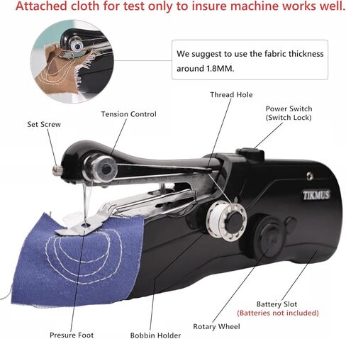 ماكينة خياطة محمولة للمبتدئين، ماكينة خياطة صغيرة للبالغين خياطة سريعة مع لوازم الخياطة مناسبة للملابس والجينز والمنزل والسفر (أسود) in Kuwait