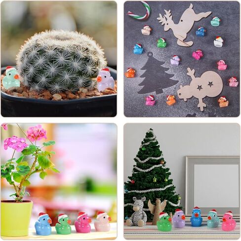 150Pcs Christmas Mini Resin Ducks Luminous Miniature Xmas Hat Animals Glow in The Dark Bulk for Micro Fairy Garden Dollhouse Decor Small Party DIY Slime Kit Prank Game Tiny Figure in Kuwait