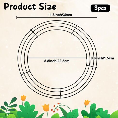 3 PCS Wreath Frame, 12 Inch Christmas Wire Wreath Frames Metal Wreaths Form Frames Dark Green Ring Round Wreaths Frame for Wedding Christmas DIY Craft Home Decor Indoor Outdoor Holiday Party Supplies in Saudi Arabia