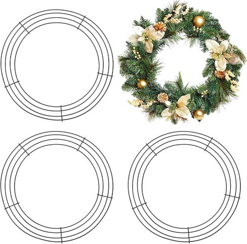 3 PCS Wreath Frame, 12 Inch Christmas Wire Wreath Frames Metal Wreaths Form Frames Dark Green Ring Round Wreaths Frame for Wedding Christmas DIY Craft Home Decor Indoor Outdoor Holiday Party Supplies in Saudi Arabia