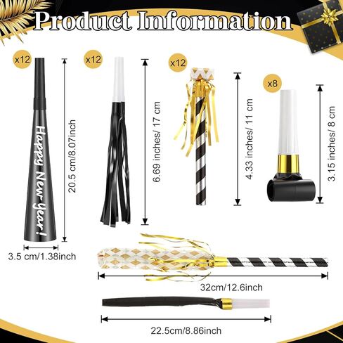 48pcs New Years Eve Noise Makers 2026 New Years Eve Party Whistles, Horns, Blowouts Set for Adults Party Decor Supplies(Classic Color,Curly Tassel) in Kuwait