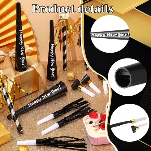 48pcs New Years Eve Noise Makers 2026 New Years Eve Party Whistles, Horns, Blowouts Set for Adults Party Decor Supplies(Classic Color,Curly Tassel) in Kuwait