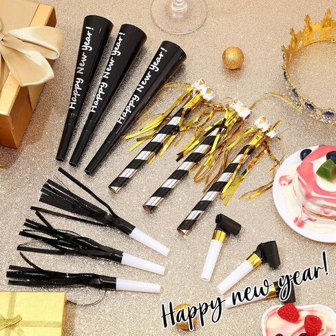 48pcs New Years Eve Noise Makers 2026 New Years Eve Party Whistles, Horns, Blowouts Set for Adults Party Decor Supplies(Classic Color,Curly Tassel) in Kuwait