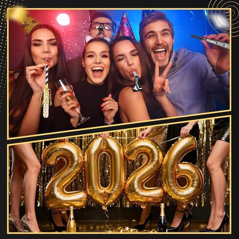 48pcs New Years Eve Noise Makers 2026 New Years Eve Party Whistles, Horns, Blowouts Set for Adults Party Decor Supplies(Classic Color,Curly Tassel) in Kuwait