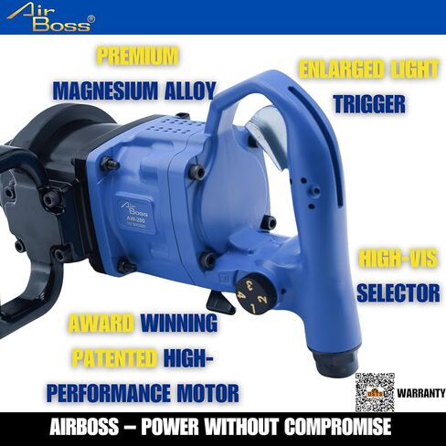 Airboss AW-382GL 1 بوصة أداء فائق، الولايات المتحدة الأمريكية، ألمانيا حائز على جائزة مفتاح تأثير الهواء الممتاز عالي التحمل 3000 قدم رطل عزم دوران خرق الجوز 8 بوصة سندان in Kuwait