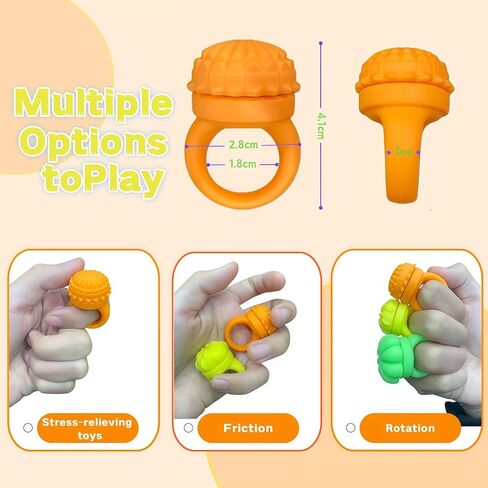 Silicone Fidget Spinner for Stress Relief, Tactile Fidget Ring Set - 12 Texture Caps with Click Feature - Focus Aid for Work & Study - Random Color Delivery (12) in Saudi Arabia