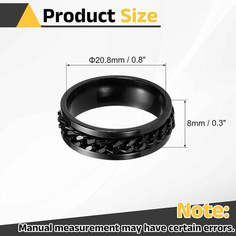 Adults Fidget Ring 0.8" (20.8mm) Dia. Titanium Steel Chain Rotatable Rings, Metal Band Rings Perfect for Men & Women (Silver Multicolored) in Saudi Arabia