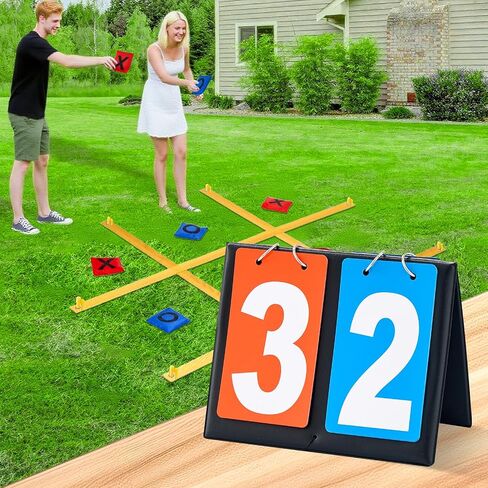 Giant Tic Tac Toe Outdoor Games for Kids Adults Family 4ft x 4ft Portable Bean Bag Toss Yard Lawn Backyard Camping Carnival Field Day Game with Ground Stakes Bean Bags Table Top Scoreboard in Saudi Arabia