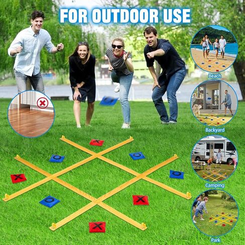 Giant Tic Tac Toe Outdoor Games for Kids Adults Family 4ft x 4ft Portable Bean Bag Toss Yard Lawn Backyard Camping Carnival Field Day Game with Ground Stakes Bean Bags Table Top Scoreboard in Saudi Arabia